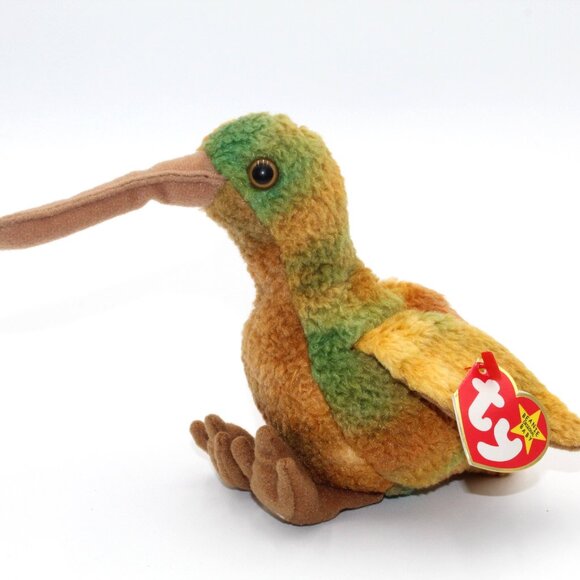 Original Ty Beanie Baby Beak the Kiwi Bird New with Tags Error on Tag Retired - Picture 1 of 8